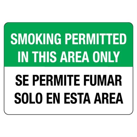 Smoking Permitted In This Area Only/Bilingual  Sign